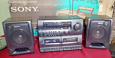 80s Sony CFS-W455 Stereo Double Cassette & Radio Boom Box & Speakers - As Is • $21.99