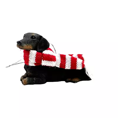 Sandicast Dachshund Ornament Christmas Hand Cast Hand Painted Striped Scarf • $11.99