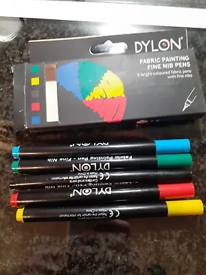 £14 • Buy Dylon Fabric Paintin Fine Nib Pens Pack Of 5 Bright Colours