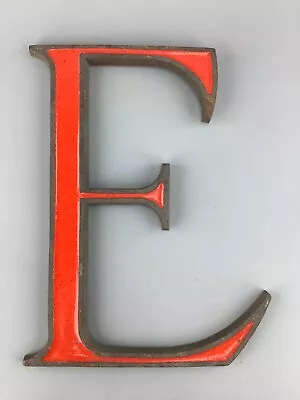 Big Vintage Brass And Red Enamel Sign Letter E Wunderlich  • $144