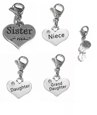 Family & Friends Charms - Clip On Anywhere - Zipper Bag Necklace Or Bracelet  • $7.49
