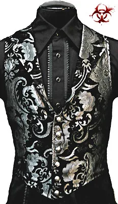 Shrine Gothic Aristocrat Vampire Vest Jacket Victorian Tapestry Pirat Steampunk • $104.99