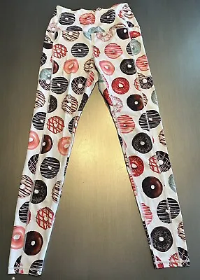 EUC Muscles And Donuts Leggings Women's LARGE White Full Length Athletic Pants • $16.99