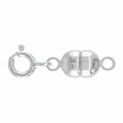 Sterling Silver 7mm Magnetic Clasp Converter For Necklaces Italy Large Size • $18.86