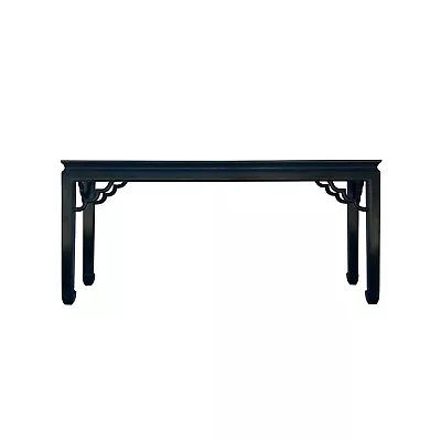 Chinese Vintage Elm Wood Scroll Motif Apron Black Console Altar Table Cs7581 • $2535