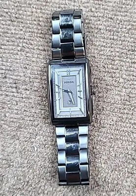 Classic Fossil Gray On Gray Dial Men's Watch Date & Rectangular Face FS4781 • $42.47