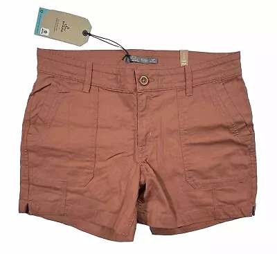 NEW PRANA Elle Organic Cotton Shorts Sz 12 Pockets Stretch Terra Cotta Orange • $27.95