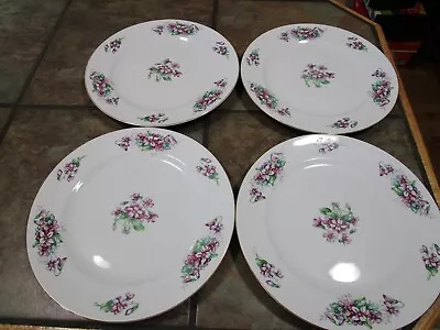 Ucagco ~ Delicado ~ Purple Violets ~ Lot Of (4)  10  Dinner Plates  ~ Vguc • $29.95