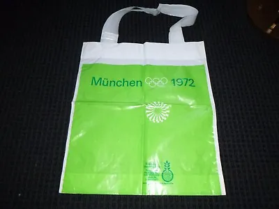 Vtg 1972 Munich Olympics Vinyl Shopping Tote Bag LARGE & Colorful 17.5x20  • $29