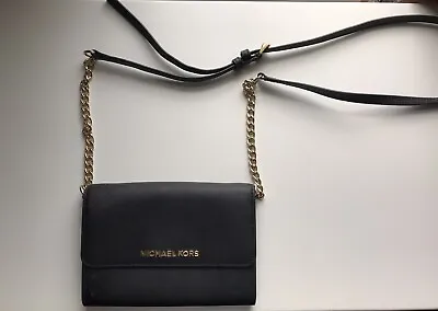 Michael Kors Jet Set Crossbody Bag - Black With Gold Chain • $40