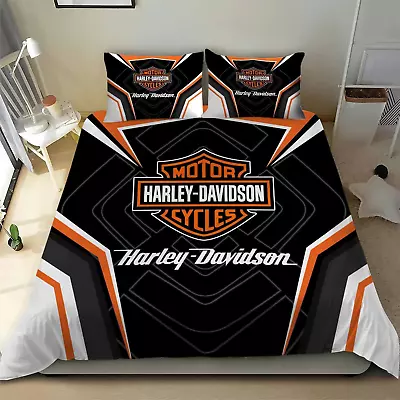 Harley-Davidson Motorcycles Logo Black White Bedding Duvet Covers Set (4pcs) • $69.99