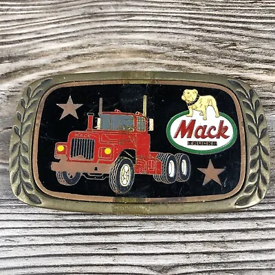 Vintage 1980 Mack Trucks Aminco Heritage Promo Enamel Brass Belt Buckle • $49.99