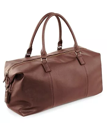 Mens Weekend Overnight Travel Bag NuHide Leather Look Quadra Luggage Holdall • £42.99