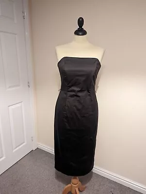 Coast Bustier Strapless Dress Brown Y2K Style Size UK 10 UK 12 Satin  • £11.95