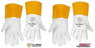 $21.55 • Buy 2 PAIR Tillman 1338 Grain Pearl Goatskin Leather TIG Welding Gloves 4  Cuff S-XL