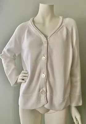 J. Jill Women’s Size Large Quality Cotton White Button Up Cardigan  Long Sleeves • $34.99