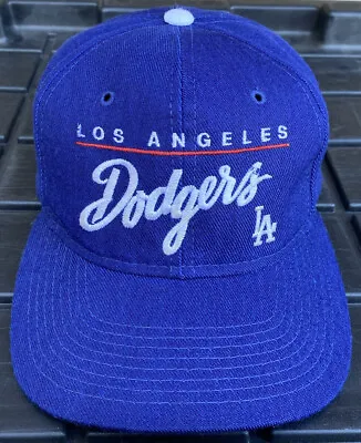 Vintage Los Angeles Dodgers LA Split Bar Script Youngan Snapback Hat Cap MLB • $199.95