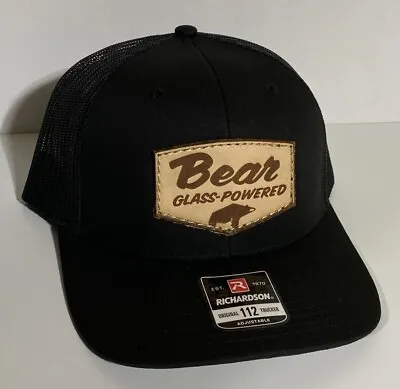 Bear Archery Glass Powered Leather Patch Trucker Hat Vintage Logo Traditional • $24.99