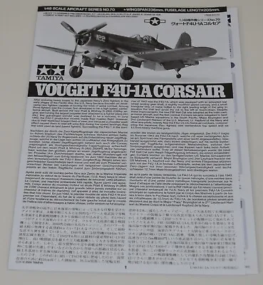 Tamiya F4u-1a Corsair 61070 ⭐parts⭐ Instruction Booklet 1/48 • $2.47