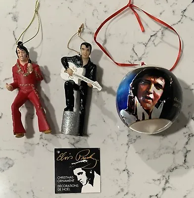 3 Elvis Presley Christmas Ornaments 1 Vintage Ball 2 Kurt Adler Figurines • $21