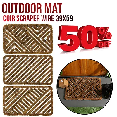Heavy Duty Boston Door Mat Rubber Scraper Indoor Outdoor Wire Brush Coir Doorway • £15.99