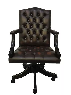 Antique Brown 100% Genuine Leather Chesterfield Gainsborough Office Chair  • £758.99