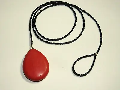 RED Tear Drop Gemstones Micro Glass Bead Lariat Necklace • $10