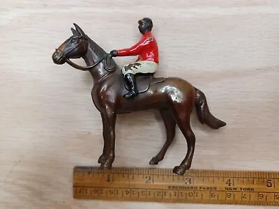 Vintage Bronze Racing Horse Jockey Figurine Figure Made In Japan Old Toy Lot • $40