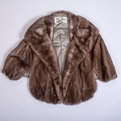 $135 • Buy Vintage Mink Fur Stole Luxury Brown Real Fur Wrap Bridal Shawl Coat Jacket