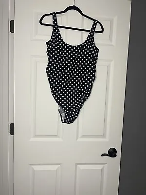 Emma Jane Maternity Swimsuit Black White Polka Dot 12/14  • $16