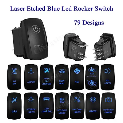 £6.29 • Buy Blue Led Laser Etched Rocker Switch ON-OFF-ON For UTV SUV Camper RV 4X4 12V 24V