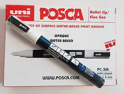 Uni Posca PC-3M WHITE Paint Marker Pens Fabric Glass Metal Pen - Best Quality • £24.89