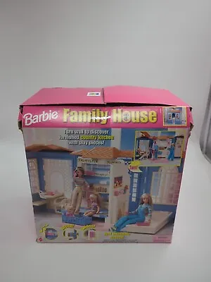 Mattel Barbie 1998 Family Cottage Blue Fold Out Doll House W/ Box Vintage  • $240