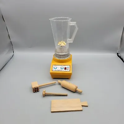 VTG Sears Battery Operated Toy Blender Wooden Utensil Lot NOT WORKING FOR PARTS • $32.49