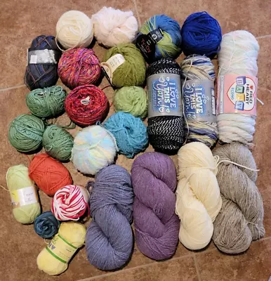 Huge Lot Of 26 Skeins Yarn Lot Multi-Color Mixed Brand New And Partially Open • $15.99