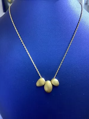 H.Stern 18K Yellow Gold Textured 3 Egg Station Necklace 16” Long / Rare • $1895