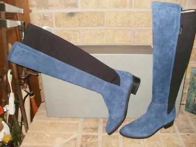 New Vince Camuto Kellisi Mediteranean Blue Kid Suede Stretch Boot 8 B/ Msrp $175 • $79.99