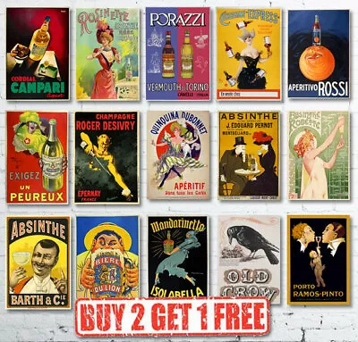 Vintage Retro Drink Alcohol Posters Great For Pubs/Cafes/Bars/Clubs/Restaurants • £7.25