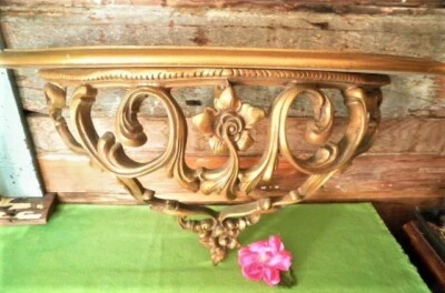 $159.99 • Buy Vintage Wall Shelf Gold Ornate Timber & Resin Large Hollywood Bathroom Kitchen