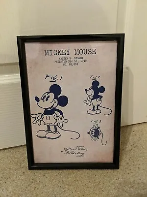 MICKEY MOUSE WALT DISNEY Vintage PATENT DRAWING  U.S.A PRINT L@@K • £1.99