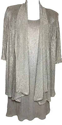 R&M Richards 16w Silver Glittery Shift Dress & Jacket 1 Pc. Mother Of The Bride • $34.98