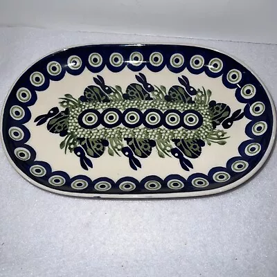 $69.99 • Buy Polish Pottery Small Oval Fruit Candy Plate Dish, Bunny Pattern Easter Holiday