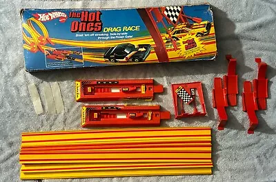 Vintage Hot Wheels “The Hot Ones” Drag Race Track Set 1981 Rare Set Original Box • $115