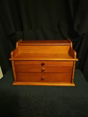 Vintage Wooden Desktop Organizer Jewelry Box Chest • $55