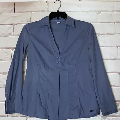 S. Oliver Blue Tailored Long Sleeve Button Up Blouse Size 8 • $19.99