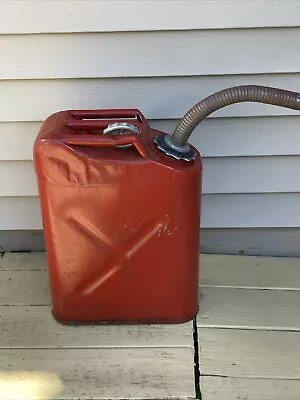 USMC Vintage MILITARY JERRY CAN GAS 5 GALLON RED W/ FLEX SPOUT 20-5-70. • $45