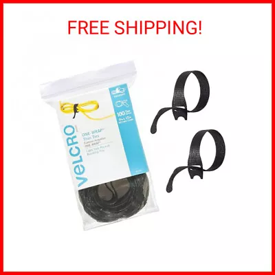 VELCRO Brand ONE-WRAP Cable Ties 100Pk 8 X 1/2  Black Cord Organization Straps • $14.48