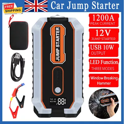 1200Amp Car Jump Starter Pack 12V Booster Battery Charger Emergency Power Bank • £35.99