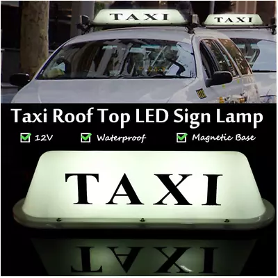 35cm Taxi Roof Sign Aerodynamic Magnetic Taximeter Cab Top Lamp 12V White Light • $28.99