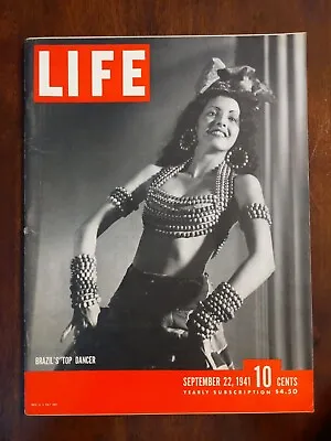 Life Magazine Sept 22 1941 Carmen Miranda WWII Nazis Early Television #15781 • $21.99